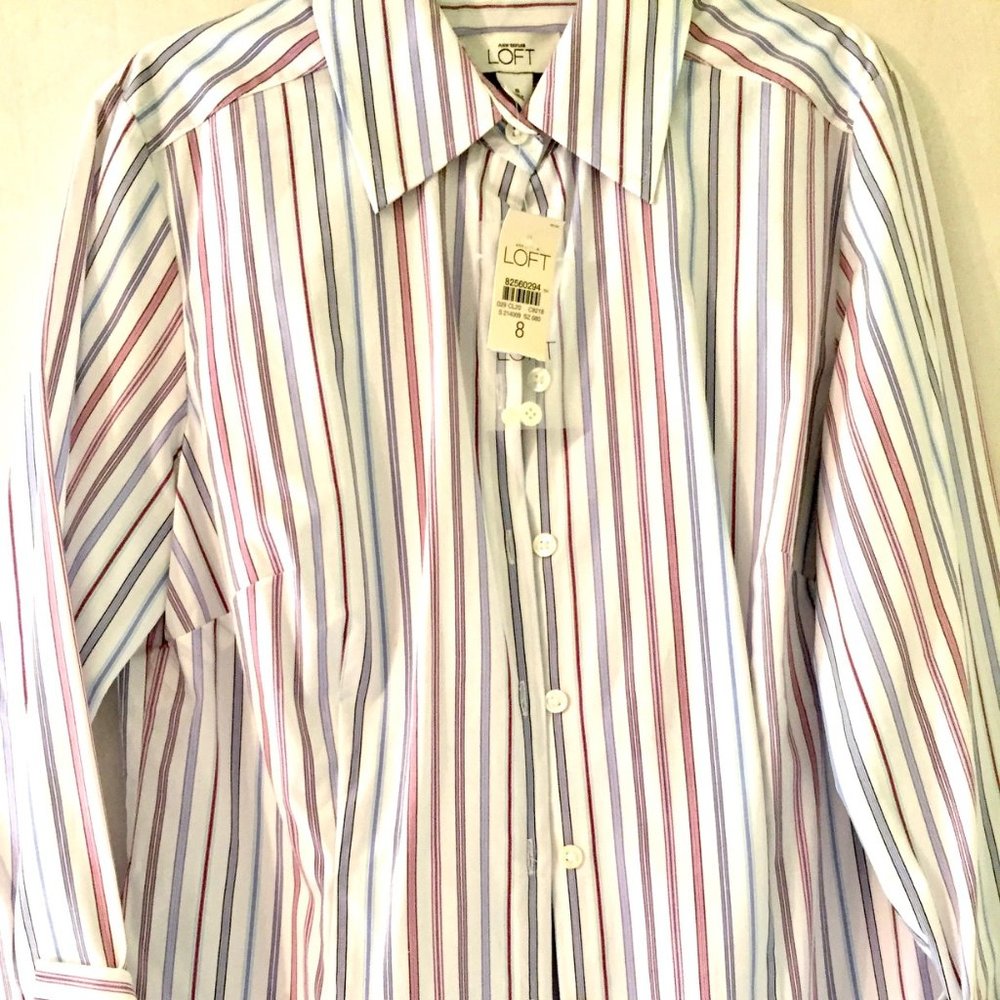 NWT Ann Taylor Loft Multi Stripe Shirt Size 8